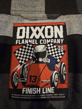 DIXXON Red Black and White Racing Graphic Flannel Shirt "Finish Line"